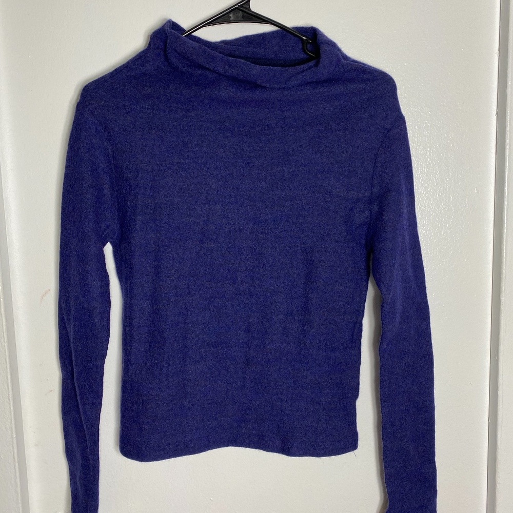 Y's High Neck Felt Knit Sweater Blue S-M
